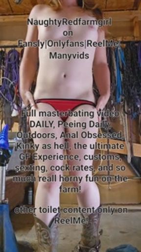 Petite Bigass Redhead, fucks monster dildo, rolls in mud, pounds ass outside, squirts, tastes toys