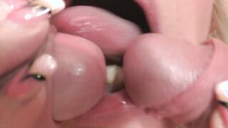 2 men share Cutie blonde old woman