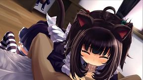 Cute kitten blowjob