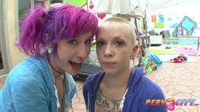Punk girls treat Mike Adrianos dick with a solid BJ