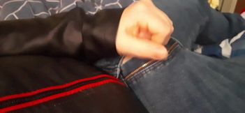 Jerking in Biker Leather Jacket