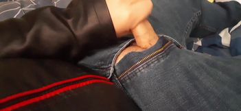 Jerking in Biker Leather Jacket