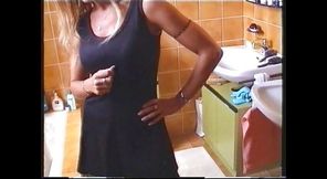 Bathroom cleaning under her supervision