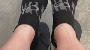 Public holeys socks walk