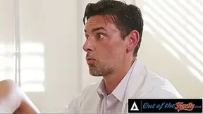 Naughty teen gets a threesome with stepdad and doc