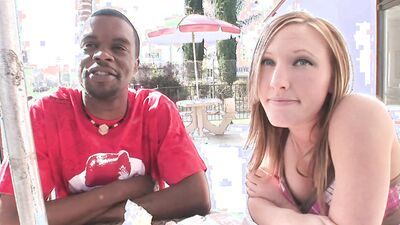 Blonde cutie dominated by a black stud and fucked rough