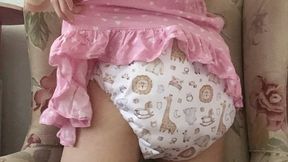 Cute Pull-On Cloth Diaper: Try-on, Wettings, Diapered Chores