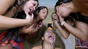 spitting swallow gang girls - liters of finest luxus spit