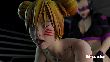 Futa Bonny Enters Wonderland Sector. Sexy anime girl gets mouth, ass and pussy stuffed by trans