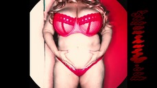 BBW Samantha 38g belly play in sexy red lingerie