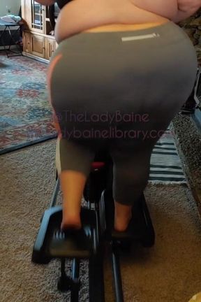 SSBBW elliptical workout in tight leggings