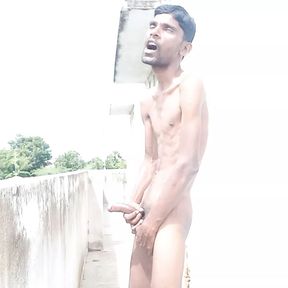 Rajesh masturbating on outdoor, moaning, spitting on dick, showing ass, butt, spanking, slapping and cumming