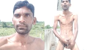 Rajesh masturbating on outdoor, moaning, spitting on dick, showing ass, butt, spanking, slapping and cumming