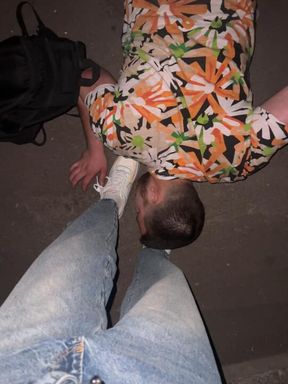 Public Sneaker Worship in Moscow — Real Submissive Obedience