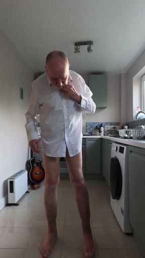 Stripping naked in the kitchen