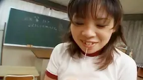 Hana Maesawa sucks cock through fabric of the guy's briefs