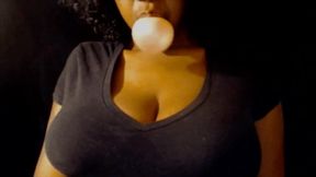 Breast worship bubble gum fetish