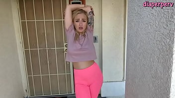 Male wetting messing pants in front of Elana Bunnz