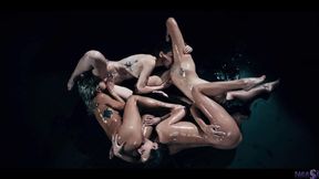 Three babes get nasty in group sex frenzy &mdash;  anal&#x1F44C; &mdash;  blowjobs and more in Veronica's party trailer