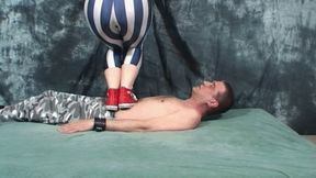 Yvette Costeau, trample-workout for her slave, WMV-SD