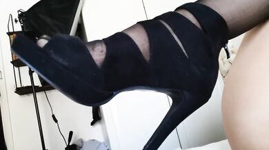 Her black stockings drove me insane while teasing me at work