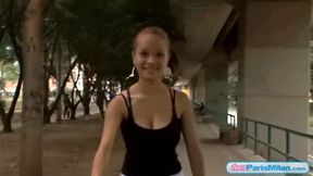 Busty fit teen slut cycles around town