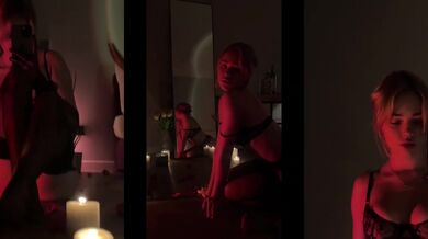 Petite blonde flashes tattooed pussy for OnlyFans tease