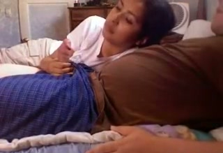 Petite girl friend of my sister gives me nice blowjob in bedroom