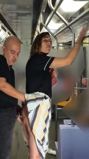 Rubbing himself during the subway ride under her skirt.   Clip 1