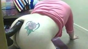 I fuck my suction cup dildo in doggy position