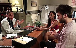 Ebony wife fucks in front of cuckold
