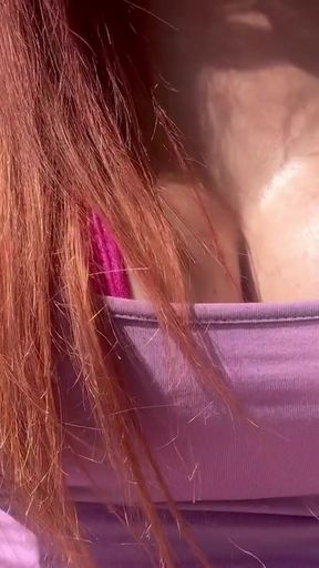 Italian Big Boobs Outdoor Wearing a bikini walking in public   Clip 1
