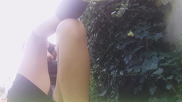 shameless! my step sister pees in the public park!
