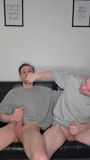 Hung Uncut Brotosh Lads Side by Side Masturbation