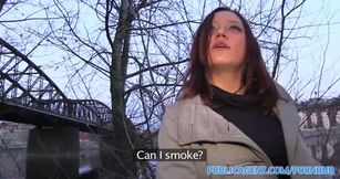 Brunette is paid for sex from a stranger on the street