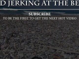 Hard wanking my Boyfriend at a public beach - Quick Risky outdoor Tugjob with massive Spunk flow