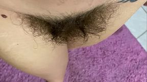 Hairy bush closeup pov walking