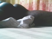 Black Boy Solo Fuck Cums Huge in Bed, yummy thick white  juice