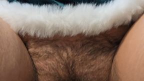 Bouncing on my dildo upclose POV in my christmas lingerie