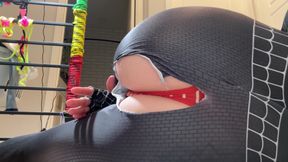 Spider Girl Anal Creampie with a Big Tits Rides Dick Until He Cums. Anal Destroyed by Big 8inch Dick