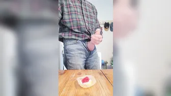 Daddy Adds Creamy Cum Topping to Christmas Dessert