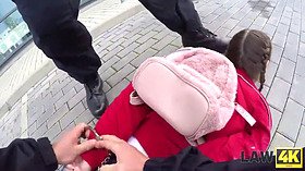 Cindy Shine gets double-stuffed & arrested by securityofficer in 4K