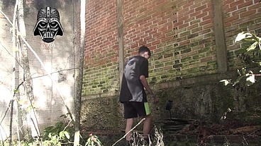 Enjoying in an abandoned place