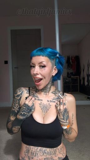 Shaving off my eyebrows while smoking