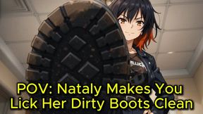 POV Boot Worship Animation - Nataly Makes You Clean Her Filthy Boots
