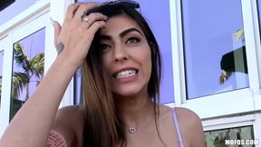 Beautiful Audrey Royal squats over naked Sean Lawless