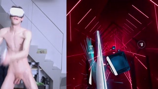 playing beat saber naked