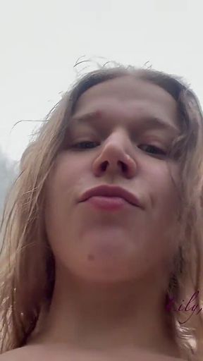 Crazy Girl Playing Naked in the Rain