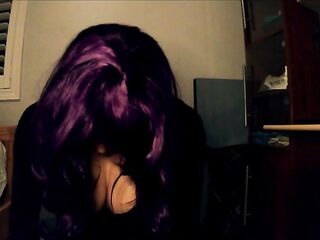 Purple Sheli and Happi! Female masks, silicone bazookas, and rubber vagina!