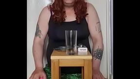 crossdresser ranting smoking and swallowing his own pee